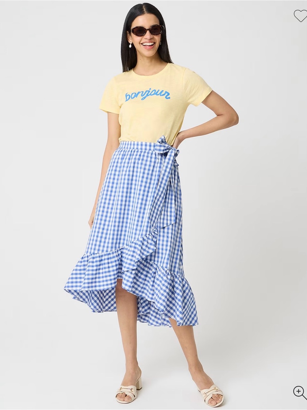 NWT J Crew Women’s Blue Gingham Ruffle Wrap Skirt